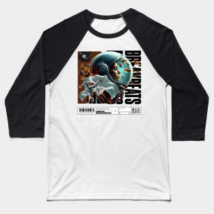 BREAKBEAT  - Female Astronaut (Black) Baseball T-Shirt